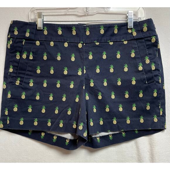 J.Crew‎ stretch shorts navy blue pineapple print size 10 women’s - Picture 1 of 6